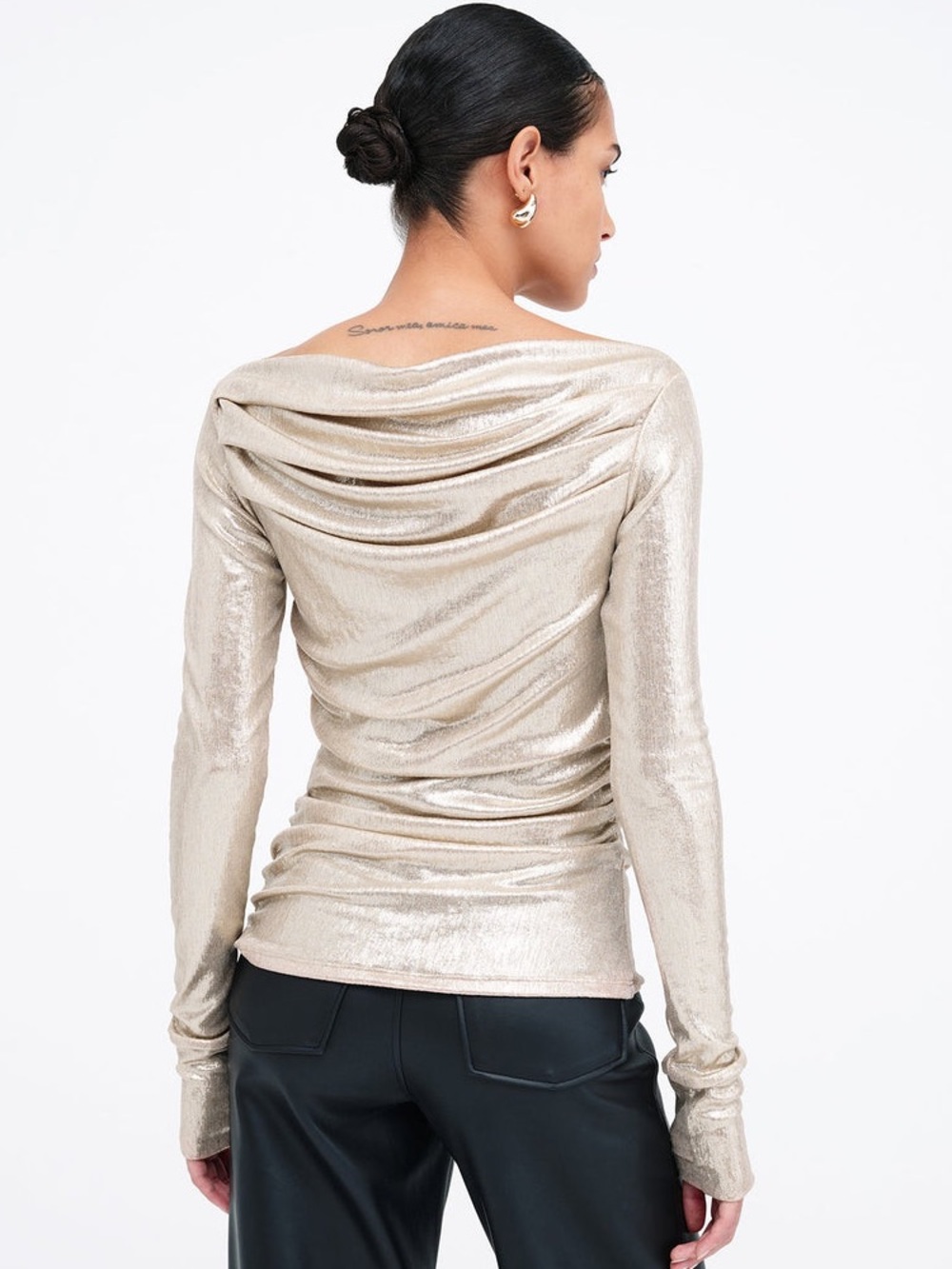 Marcella NYC Cooper Sparkly Lurex Long Sleeve Boatneck Top Stardust Size XS - Picture 4 of 15